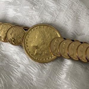 Gold elastic coin belt